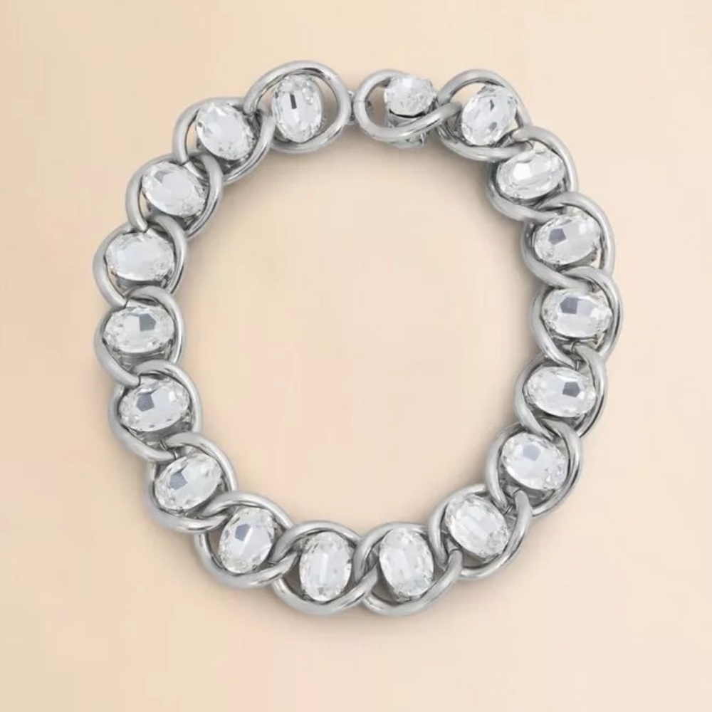 $895 MARNI CHUNKY CHAIN NECKLACE WITH RHINESTONES